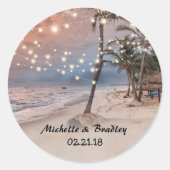 Tropische  strand String Lights Bruiloft Ronde Sticker (Voorkant)