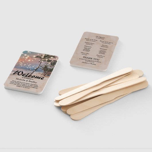 Tropische strand verlichting bruiloft programma handwaaier (Niet-gemonteerd)