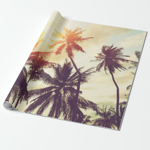 Tropische strandachtergrond met palmbomen silhouet cadeaupapier