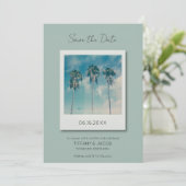 Tropische strandbestemming trouwdag Save the Date (Staand voorkant)