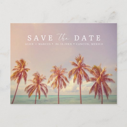 Tropische strandbestemming Weddenschap Opslaan dat Aankondigingskaart (Voorkant)