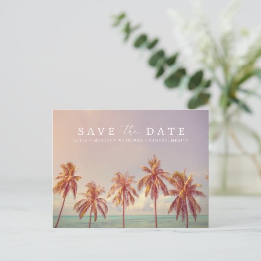 Tropische strandbestemming Weddenschap Opslaan dat Aankondigingskaart (Staand voorkant)