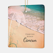 Tropische strandbestemming Weddenschap Opslaan dat Keramisch Ornament (Links)