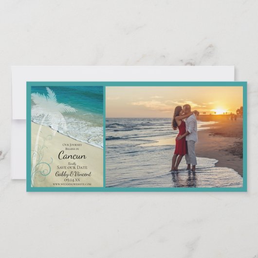 Tropische strandbestemming Weddenschap Opslaan dat Save The Date (Voorkant)