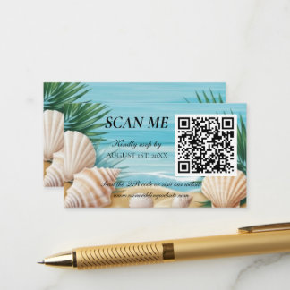 Tropische strandbruiloft RSVP QR-code bijlage