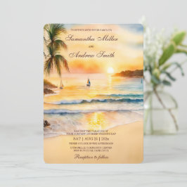 Tropische strandbruiloft template kaart