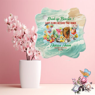 Tropische strandcocktails vruchten vrijgezellenfee bedankjes labels