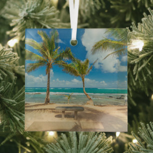Tropische Stranden   Kuau Cove Beach, Maui Hawaii Glas Ornament