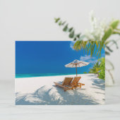 Tropische stranden | Lounge Chairs Beach, Bora Bor Bedankkaart (Staand voorkant)