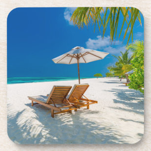 Tropische stranden   Lounge Chairs Beach, Bora Bor Bier Onderzetter