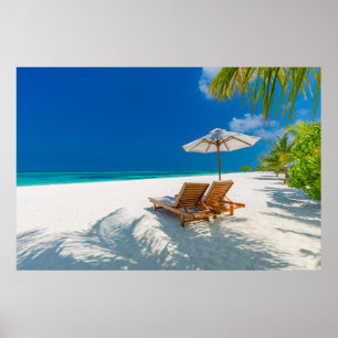Tropische stranden Lounge Chairs Beach, Bora Bor Poster