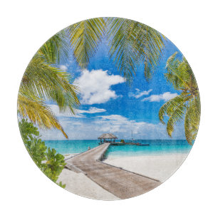 Tropische stranden Maldiven Island Wooden Jetty Snijplank