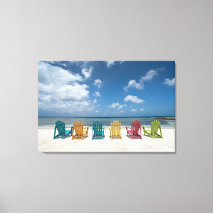 Tropische stranden Palmstrand, Aruba Canvas Afdruk