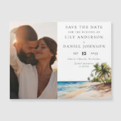 Tropische strandfoto trouwkaart save the date magnetische uitnodiging (Voorkant)