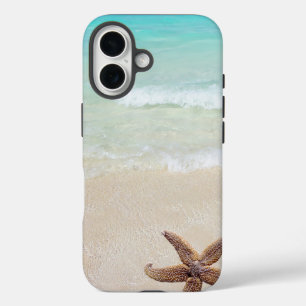Tropische strandgolven zand zeester tropisch iPhone 16 hoesje