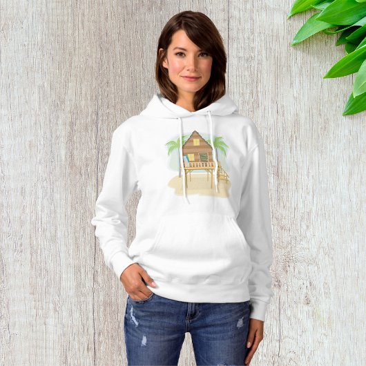 Tropische strandhut surfplanken en palmbomen hoodie