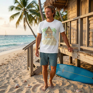 Tropische Strandhut Surfplanken en Palmbomen T-shirt