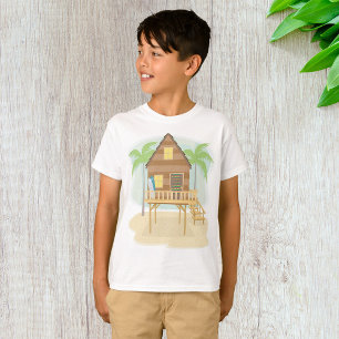 Tropische strandhut surfplanken en palmbomen t-shirt