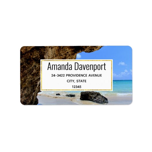 Tropische strandkust met een Big Rock Adres Etiket (Voorkant)