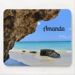 Tropische strandkust met een Big Rock Muismat