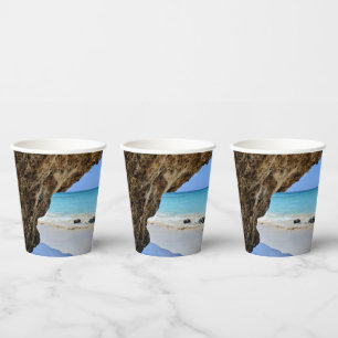 Tropische strandkust met een Big Rock Papieren Bekers