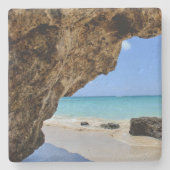 Tropische strandkust met een Big Rock Stenen Onderzetter (Voorkant)