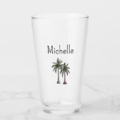 Tropische Strandpalmbomen Eenvoudige Typografie Glas (Voorkant)