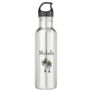 Tropische Strandpalmbomen Eenvoudige Typografie Waterfles