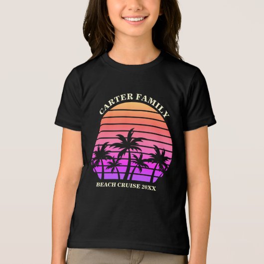 Tropische strandreis Custom Palm Tree Kinder Tri-Blend Shirt (Voorkant)