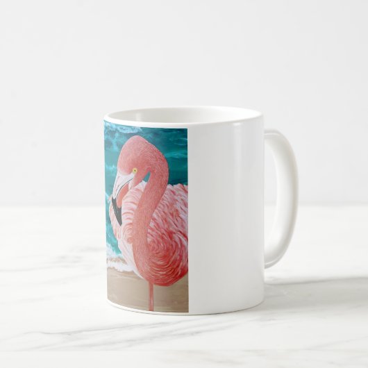 Tropische strandroze flamingo mok koffie (Voorkant rechts)