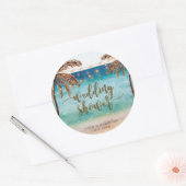 Tropische strandscène bruiloft douche gunst sticke ronde sticker (Envelop)