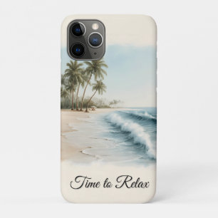 Tropische strandscène in een Waterverf stijl iPhone 11 Pro Hoesje