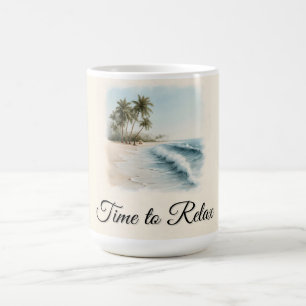 Tropische strandscène in een Waterverf stijl Koffiemok