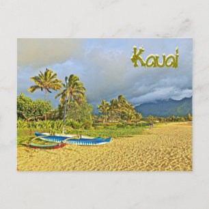 Tropische strandscène, Kauai Hawaii Briefkaart