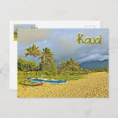 Tropische strandscène, Kauai Hawaii Briefkaart (Voorkant / Achterkant)