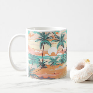 Tropische strandzonsondergang koffiemok
