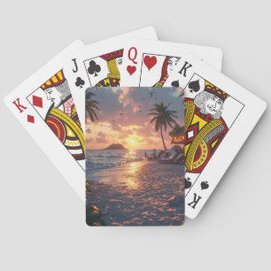 Tropische strandzonsondergang pokerkaarten