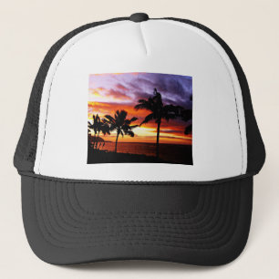 Tropische strandzonsondergang trucker pet