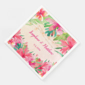 Tropische String Lights Bloemen Waterverf Bruiloft Servet (Hoek)