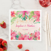 Tropische String Lights Bloemen Waterverf Bruiloft Servet (Insitu)