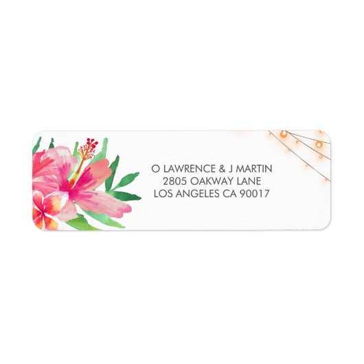 Tropische String Lights Floral Etiket (Voorkant)