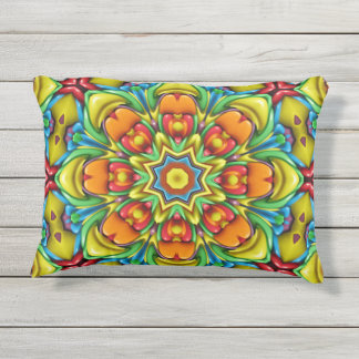 Tropische Sunburst  Fractal Kaleidoscope Buitenkussen