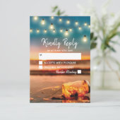 Tropische Sunset Beach Mason Jar bruiloft RSVP (Staand voorkant)