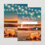 Tropische Sunset Beach Mason Jar bruiloft RSVP (Voorkant / Achterkant)