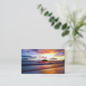 Tropische Sunset Beach Shore Visitekaartje (Staand voorkant)