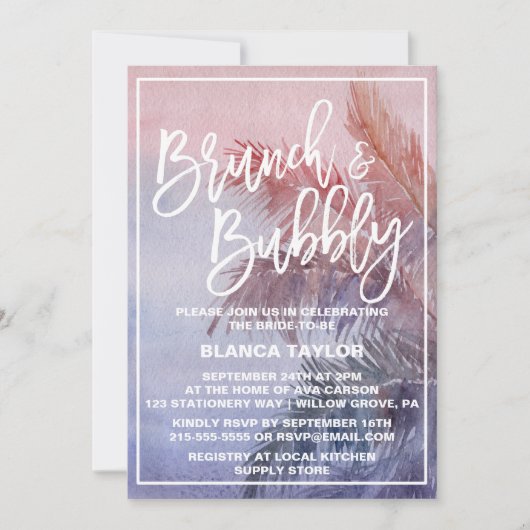 Tropische Sunset Brunch en Bubble Kaart (Voorkant)