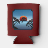 Tropische Sunset Dolfijnen en Palmbomen Blikjeskoeler (Voorkant)