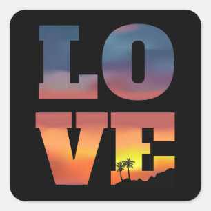 Tropische Sunset Love Vierkante Sticker