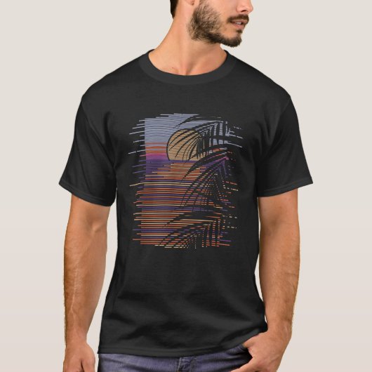 Tropische Sunset Palm Tree Synthwave T-shirt (Voorkant)