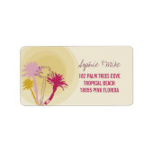 Tropische Sunset Palm Trees Strand Bruiloft Labels (Voorkant)